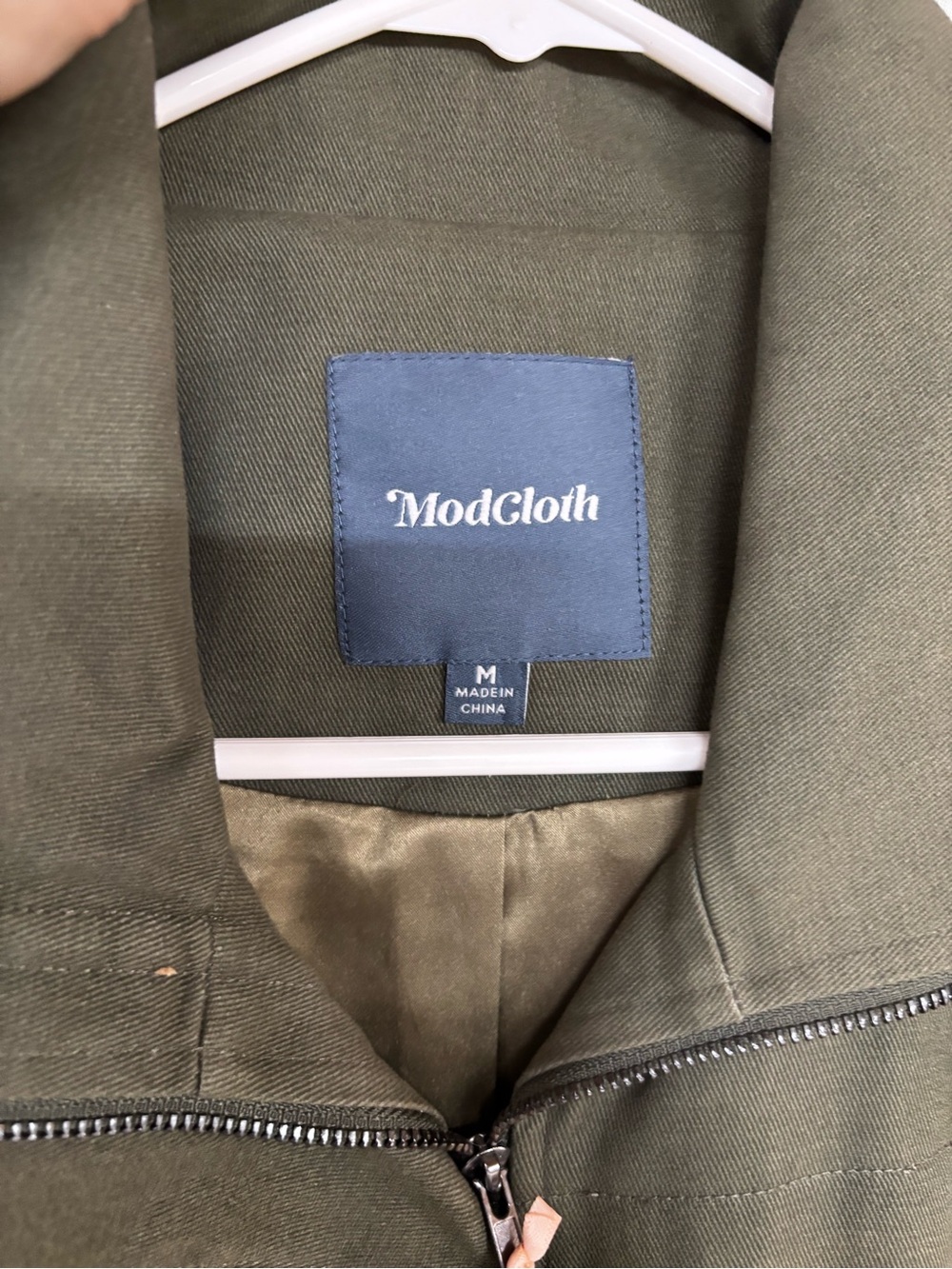 Modcloth Olive Green Drawstring Utility Jacket - Picture 3 of 5